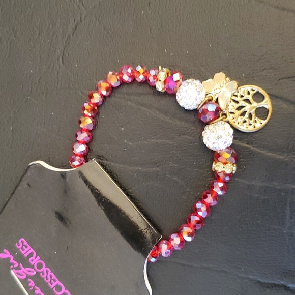 Set of Three Elastic Bracelets in Red, Black and Blue - Picture 2 of 8